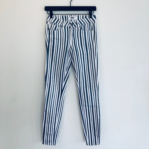 Paige Verdugo Blue and White Stripe Jeans - Picture 4 of 14